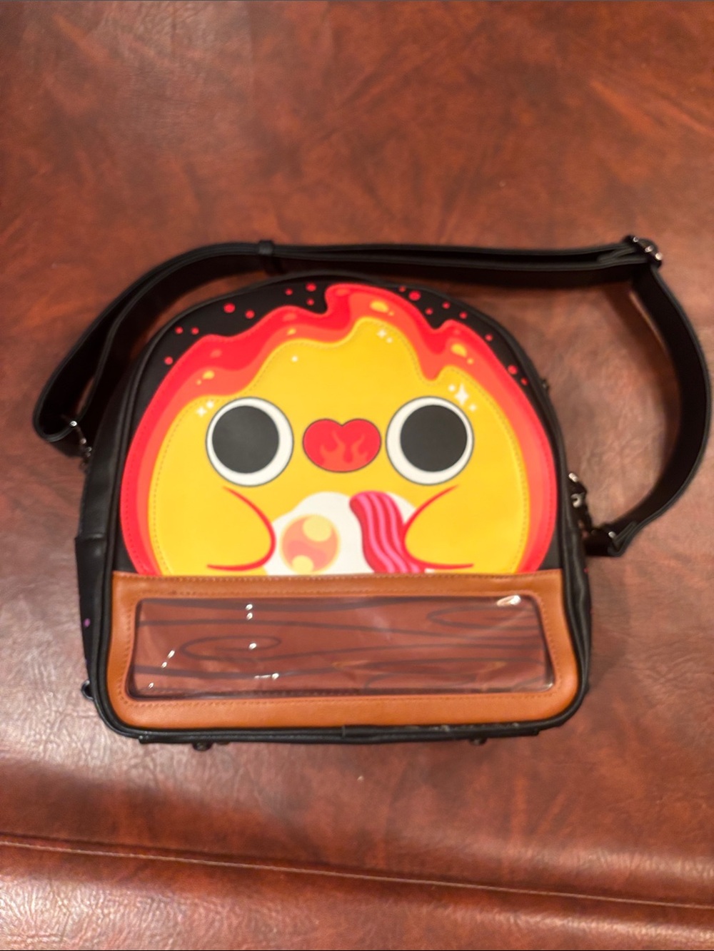Cute Calcifer Character Crossbody Bag - Yellow & Black
